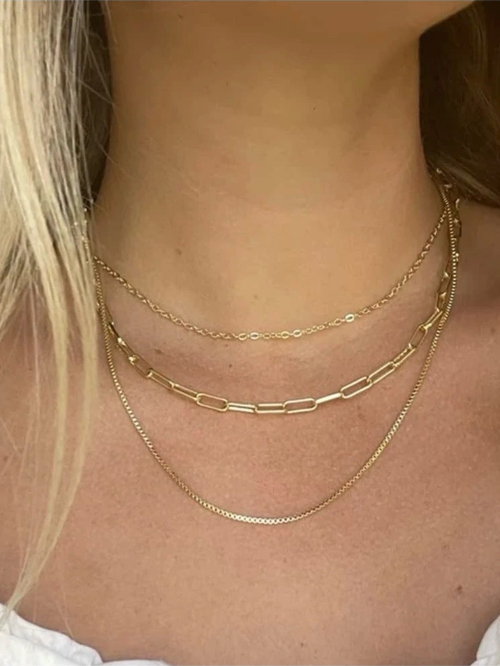 Commence NWT Gold Metal Layered Chain Necklace Stacked Fine Jewellery